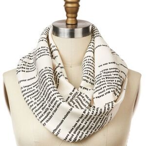 STORIARTS scarf pride and prejudice book cotton infinity cream ivory‎